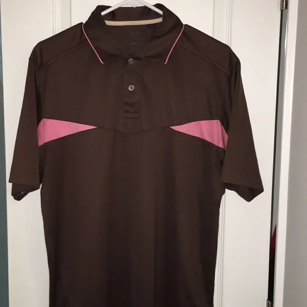 Brown Pink Callaway X series golf polo shirt slim